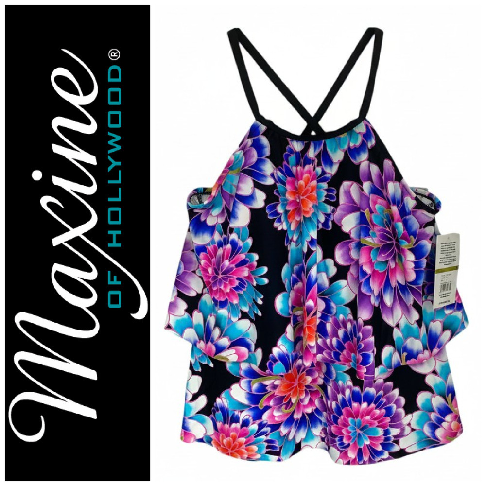 NWT Maxine of Hollywood Sz 14 Mum's The Word High Neck Tiered Tankini Top